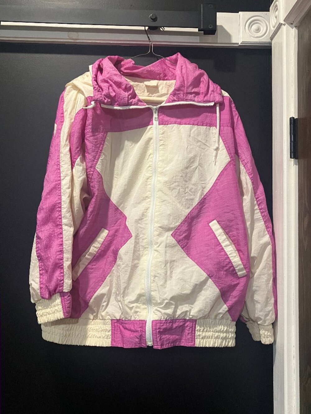 Vintage Pink & Off-white / Ivory Windbreaker Jacket